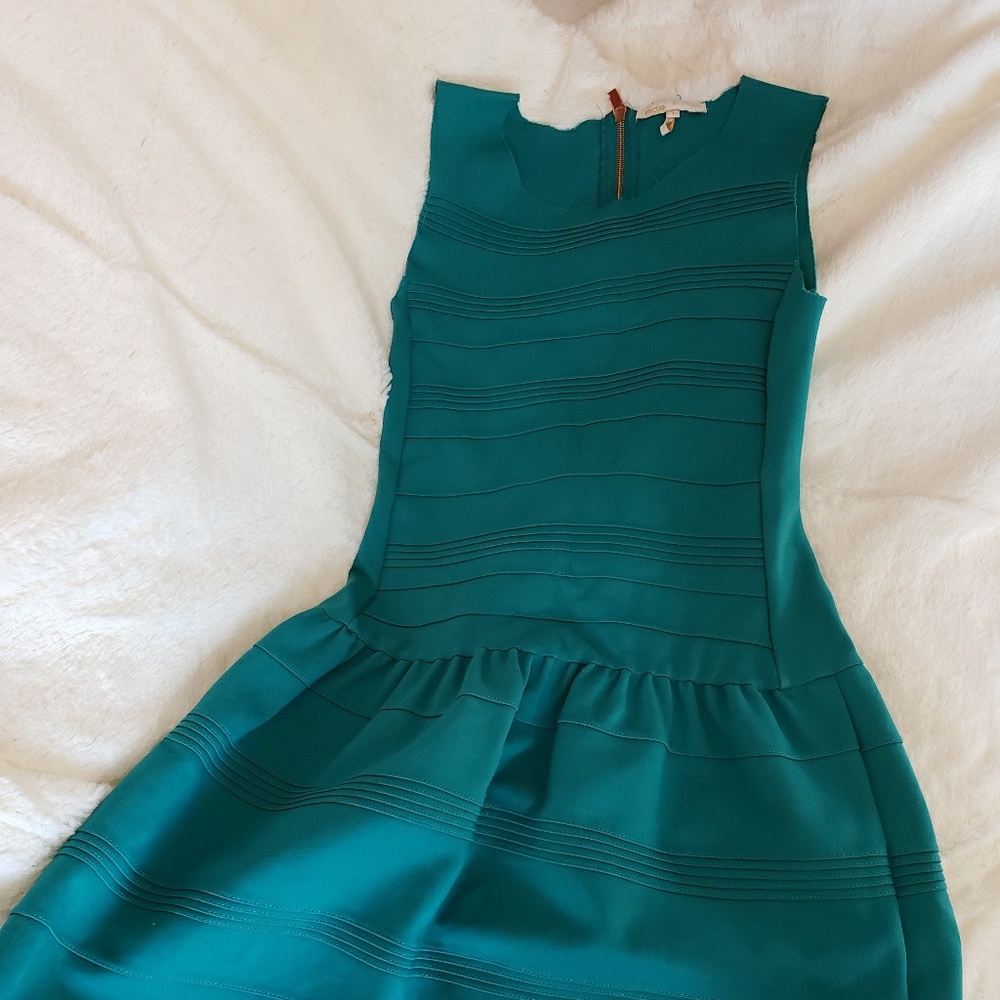 Maje teal drop waist mini dress